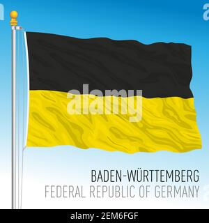 Landesflagge Baden Wurttenberg, Bundesland Deutschland, europa, Vektorgrafik Stock Vektor