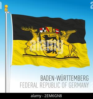 Landesflagge Baden Wurttenberg, Bundesland Deutschland, europa, Vektorgrafik Stock Vektor