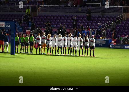 Orlando, Usa. Februar 2021, 24th. Vorspiel des SheBelieves Cup International Womens Match zwischen Argentinien und den USA im Exploria Stadium in Orlando, Florida. Kredit: SPP Sport Presse Foto. /Alamy Live Nachrichten Stockfoto