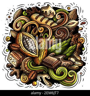 Schokolade handgezeichnete Vektor-Doodles Illustration. Stock Vektor