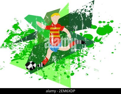 Abstrakter Fußball oder Fußballspieler, Grunge Stil Fußball Vektor Kunst Stock Vektor