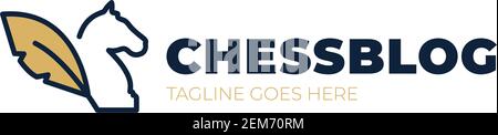 Schach Blog Vektor-Logo. Vintage klassische Abzeichen Emblem Schachclub, Schachturnier Logo Vektor-Symbol Ritter und Bauern Stock Vektor