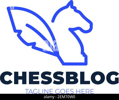 Schach Blog Vektor-Logo. Vintage klassische Abzeichen Emblem Schachclub, Schachturnier Logo Vektor-Symbol Ritter und Bauern Stock Vektor