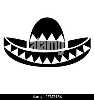 mexikanischer Sombrero Hut auf weißem Hintergrund. latino Symbol. Traditionelles Hutzeichen. Stockfoto