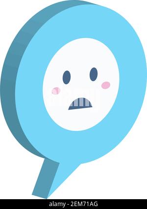 Traurig emoji in isometrische Kommunikation Blase Design, Message Diskussion Gespräch und Chat Thema Vektor-Illustration Stock Vektor