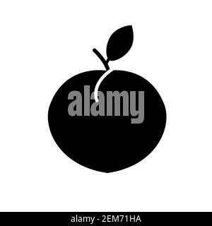 Pfirsich-Symbol auf weißem Hintergrund. Flacher Stil. Pfirsich-Obst-Symbol für Ihre Website-Design, Logo, App, UI. Nektarine-Symbol. Pfirsich-Zeichen. Stockfoto
