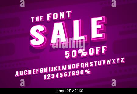 Verkauf Schriftsatz Sammlung, Buchstaben und Zahlen Symbol. Vektorgrafik Stock Vektor