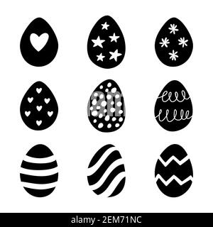 Ostern Set von Doodle Eier Illustrationen isoliert auf einem weißen Hintergrund. Stock Vektor