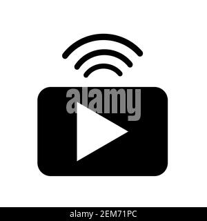 Streaming-Symbol auf weißem Hintergrund. Flacher Stil. Broadcast-Symbol für Ihre Website-Design, Logo, App, UI. Live-Streaming-Symbol. Video-Streaming-Zeichen. Stockfoto