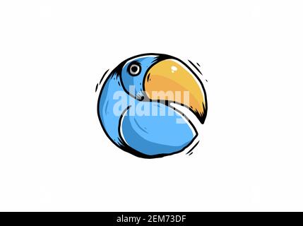 Blauer Vogel mit gelben Schnabel Illustration Zeichnung Design Stock Vektor