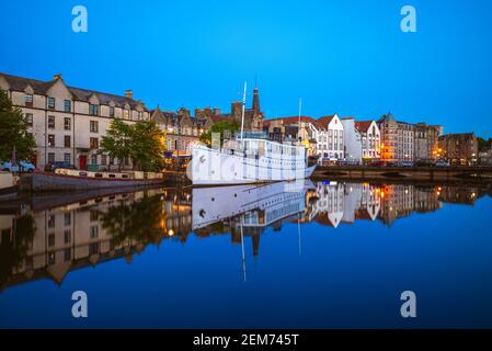 Nachtansicht des leith Hafens in edinburgh, schottland Stockfoto