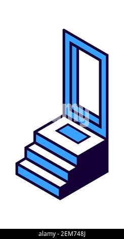 Vordertür und Veranda, Eingang zu Häusern isometrisch isoliert Vektor-Illustration Stock Vektor
