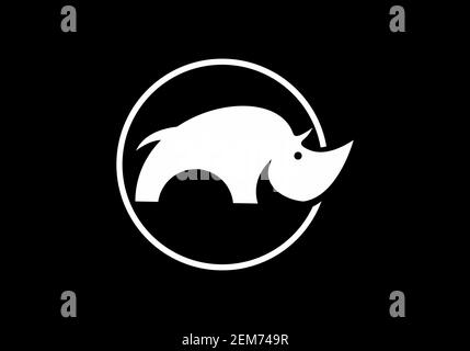 Schwarz-weißes Nashorn im Kreis-Design Stock Vektor