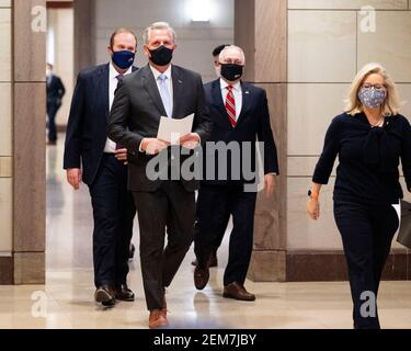 Washington, District of Columbia, USA. Februar 2021, 24th. Kevin MCCARTHY (R-CA), Vorsitzender der House Minority, kommt zu einer Pressekonferenz der Führung der Republikaner im Repräsentantenhaus. Quelle: Michael Brochstein/ZUMA Wire/Alamy Live News Stockfoto