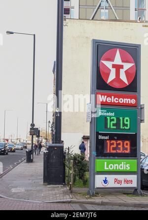 London, Großbritannien. Januar 2014, 6th. Texaco Tankstelle im Zentrum von London gesehen. Quelle: Petra Figueroa/SOPA Images/ZUMA Wire/Alamy Live News Stockfoto