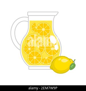 Limonade in Krug und Zitrone. vektor-Illustration Stock Vektor