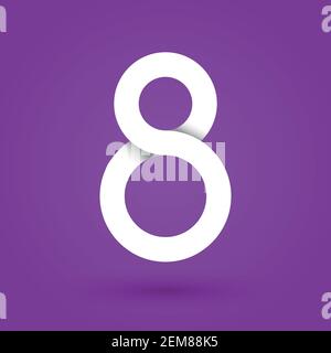 Nummer acht. Internationaler Frauentag. März 8. Flaches Design, Vektorgrafik Stock Vektor