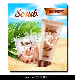 Peeling Bio Kosmetik Werbe Poster Vektor Stock Vektor