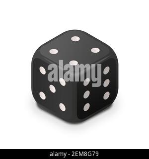 Realistische schwarze Casino Würfel in isometrischer Ansicht isoliert auf weiß Stock Vektor
