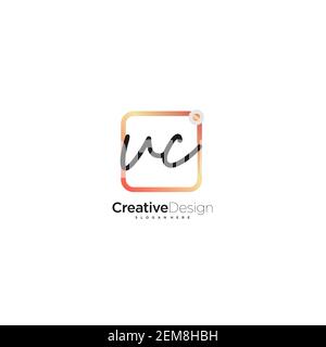 VC Initial Letter Handschrift Logo handgezeichnet bunte Box Vektor, Logo für Schönheit, Kosmetik, Hochzeit, Mode und Business, Und andere Stock Vektor