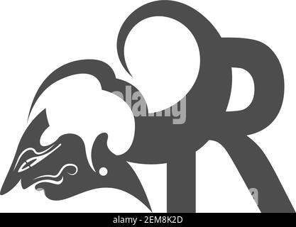 Javanische Puppe Symbol mit Buchstaben Logo Design Vektor Stock Vektor