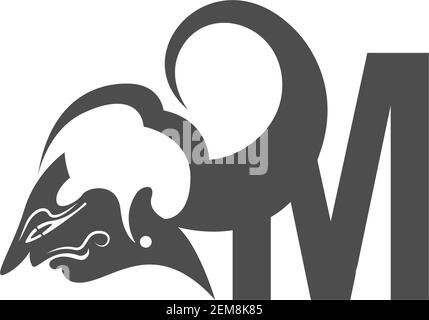 Javanische Puppe Symbol mit Buchstaben Logo Design Vektor Stock Vektor