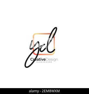 YD Initial Letter Handschrift Logo handgezeichnet bunte Box Vektor, Logo für Schönheit, Kosmetik, Hochzeit, Mode und Business, Und andere Stock Vektor