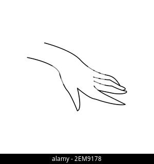 Hand greifen und halten unsichtbares Element. Vektor flache Kontur Symbol Illustration isoliert auf weißem Hintergrund. Stock Vektor