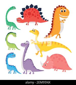 Set von Kindern Illustrationen von Dinosauriern Stock Vektor