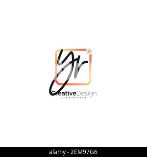 YR Anfangsbuchstabe Handschrift Logo handgezeichnet bunte Kasten Vektor, Logo für Schönheit, Kosmetik, Hochzeit, Mode und Geschäft, Und andere Stock Vektor