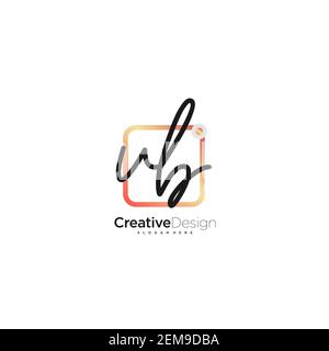 VB Initial Letter Handschrift Logo handgezeichnet bunte Box Vektor, Logo für Schönheit, Kosmetik, Hochzeit, Mode und Business, Und andere Stock Vektor