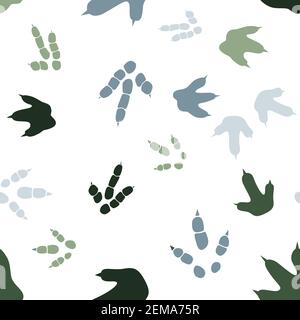 Dinosaurier Fußabdruck Spuren. Minimale Farbe Nahtloses Muster. Hintergrund mit Pfote, Klaue Raubtier. Dinosaurier Fußabdruck nahtlose Muster perfekt für Textil, Wrap und Tapete und Design Stock Vektor