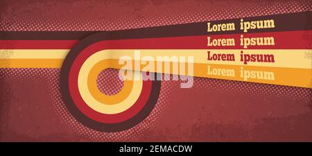 Retro Poster Vektor-Design von Grunge Hintergrund mit Streifen, Kreis und Halbton-Effekt. Vintage geometrische Poster mit Text-Layouts, Musik fest Flyer Stock Vektor