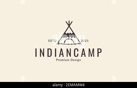 indian Home Camp Linien Kultur Logo Design Vektor Symbol Symbol Abbildung Stock Vektor