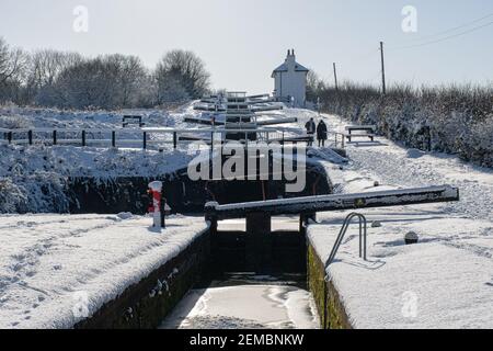 Foxton Locks, leicestershire im Winter Stockfoto