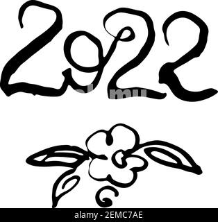 2022 Jahre. Hand Lettering Grunge Karte mit strukturierten handgefertigten Doodle Buchstaben im Retro-Stil. Handgezeichnete Vintage Vektor Typografie Illustration Stock Vektor