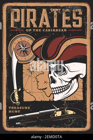 Piraten Schatzplakat im Vintage-Stil für Familienfeier und Kinder Quest ...