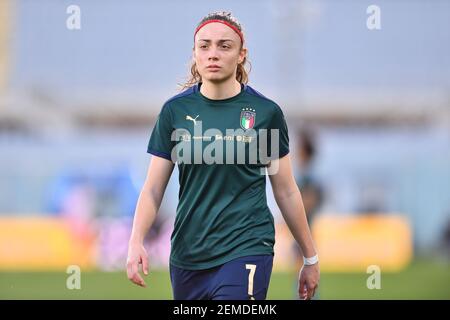 Florenz, Italien. Februar 2021, 24th. Benedetta Glionna(Italien) während der UEFA Women's EURO 2022 Qualifying - Italien gegen Israel, UEFA Fußball-Europameisterschaft in Florenz, Italien, Februar 24 2021 Quelle: Independent Photo Agency/Alamy Live News Stockfoto