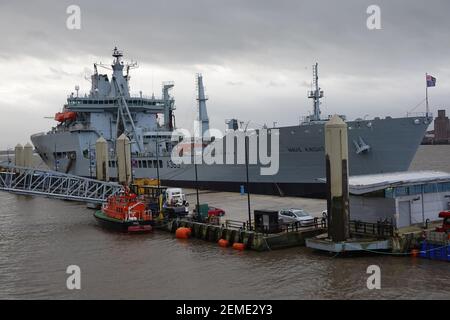 RFA Wave Knight Replenishment Vessel, Port of Liverpool, gebaut Vickers Shipbuilding and Engineering VSEL Barrow-in-Furness Stockfoto