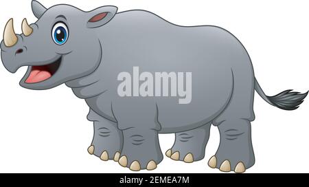 Vektor-Illustration von Cute Nashorn Cartoon Stock Vektor