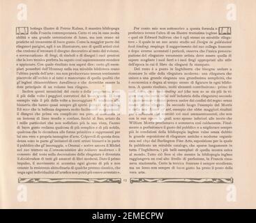 Diretta da Edoardo De Fonseca, la rivista, nata a Milano nel 1901, POI trasferita a Roma dal 1903, viene pubblicata per dieci anni, fino al 1910, cui sono da aggiungere anche dodici fascicoli apparsi a Roma nel 1913. ERA la più raffinata pubblicazione italiana dedicata all'arte della decorazione del libro, a cui collaborarono i maggiori artisti dell'epoca, stampata, in un originale formato oblungo, in duemila copie, la maggior parte destinate al mercato estero. De Karolis, Dudovich, Sartorio, Balla, Cambellotti, Baruffi, Bompard, Majani und Terzi. Stockfoto