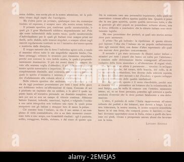 Diretta da Edoardo De Fonseca, la rivista, nata a Milano nel 1901, POI trasferita a Roma dal 1903, viene pubblicata per dieci anni, fino al 1910, cui sono da aggiungere anche dodici fascicoli apparsi a Roma nel 1913. ERA la più raffinata pubblicazione italiana dedicata all'arte della decorazione del libro, a cui collaborarono i maggiori artisti dell'epoca, stampata, in un originale formato oblungo, in duemila copie, la maggior parte destinate al mercato estero. De Karolis, Dudovich, Sartorio, Balla, Cambellotti, Baruffi, Bompard, Majani und Terzi. Stockfoto