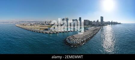 Ein Panoramafoto von Beirut Downtown Skyline Stockfoto