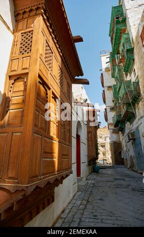 Al-Balad ist die historische Gegend von Jeddah ein ruhiges Viertel Gehen Stockfoto