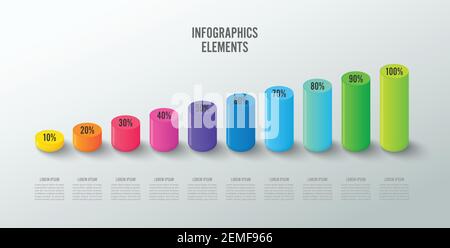 Satz von Infografik-Elementen für Grafik, Diagramm oder Diagramm in Form von gefüllt mit farbigen Flüssigkeit. Vektorgrafik Stock Vektor