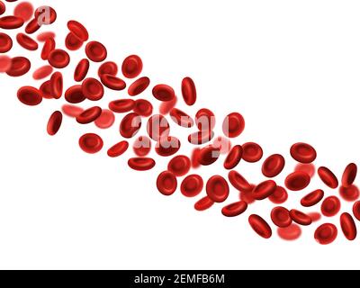 Rote Blutkörperchen, medizinische Hämoglobin Erythrozyten, Vektor medizinische Arterie Blutfluss. 3D rote Blutkörperchen der Vene für Medizin und Humanbiologie, Stock Vektor