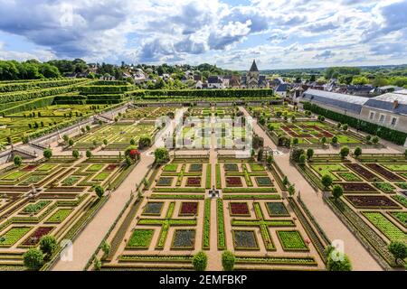 Frankreich, Indre et Loire, Loiretal, das von der UNESCO zum Weltkulturerbe erklärt wurde, das Schloss und die Gärten von Villandry, der Gemüsegarten von der t Stockfoto