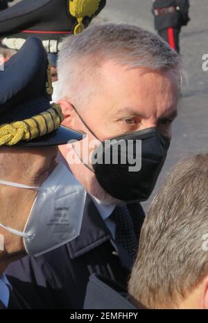 Rom, Begräbnis des italienischen Diplomaten im Kongo. , . Luca Attanasio und der Carabiniere Vittorio Iacovacci, in einem Hinterhalt in der Republik Kongo getötet. Bild: Lorenzo Guerini Verteidigungsminister (Foto: IPA/Sipa USA) Quelle: SIPA USA/Alamy Live News Stockfoto
