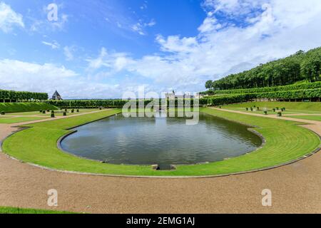 Frankreich, Indre et Loire, Loire-Tal, das von der UNESCO zum Weltkulturerbe erklärt wurde, das Schloss und die Gärten von Villandry, der Jardin d'Eau (Wassergarten) // F Stockfoto