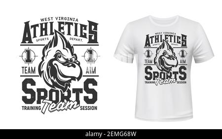 Cardinal Bird T-Shirt-Print Mockup, Sport-Team und Leichtathletik-Club Abteilung Vektor-Emblem. West Virginia Sport Training Session, Kardinal Vogel Symbol Stock Vektor